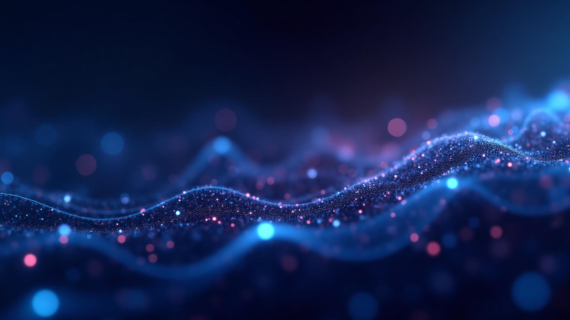 Abstract AI neural network visualization with flowing digital particles representing artificial intelligence and machine learning technology